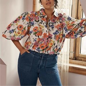 Maeve 100% Cotton Puff Sleeve Blouse NWT